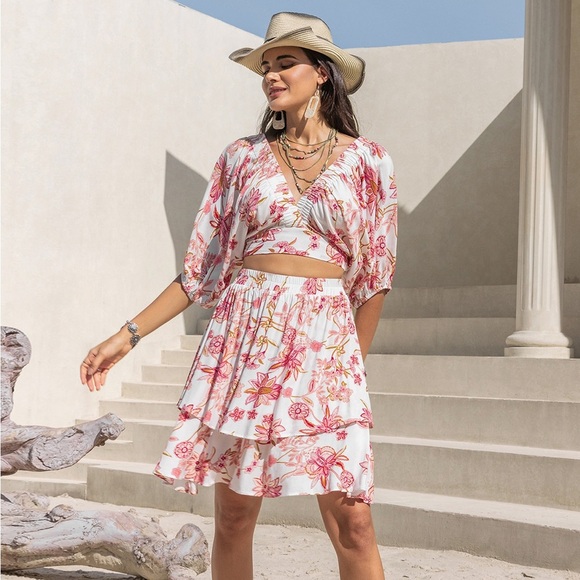 Two-piece Set Half Sleeve Top and Skirt Set - Picture 8 of 8